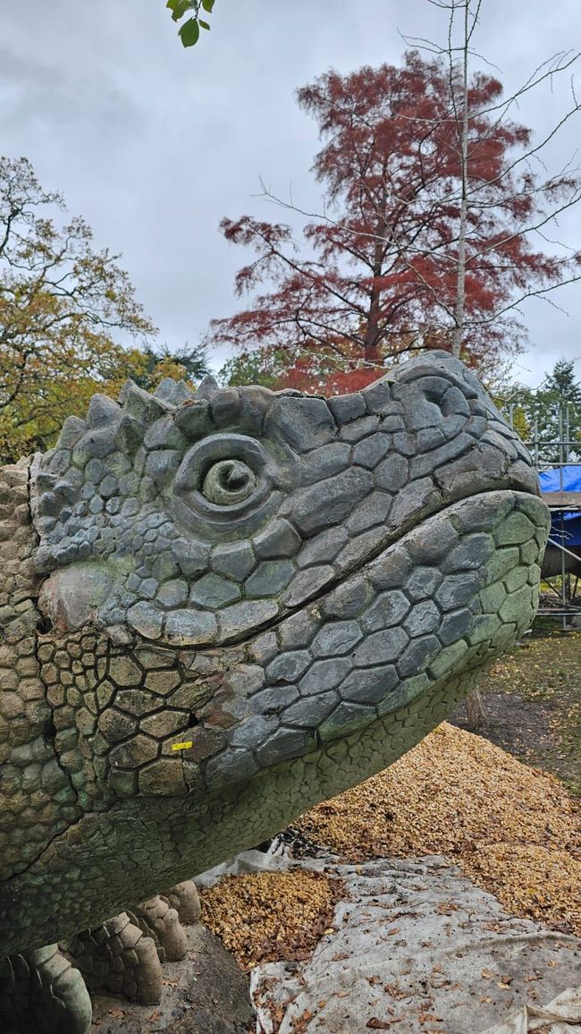 Close view of a Victorian dinosaur sculpture conserved by SSH